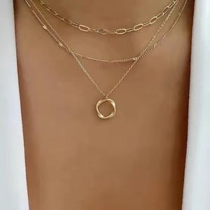 Gold Multi Layer Circle Necklace